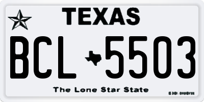 TX license plate BCL5503