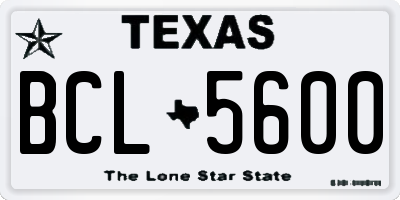 TX license plate BCL5600