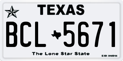 TX license plate BCL5671