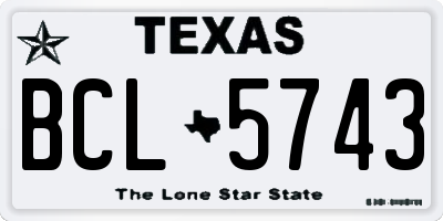 TX license plate BCL5743