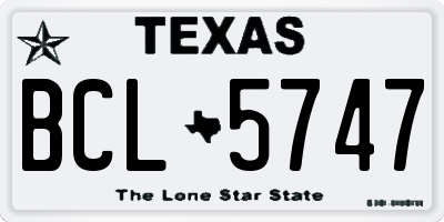 TX license plate BCL5747