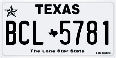 TX license plate BCL5781