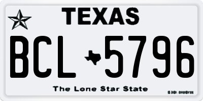 TX license plate BCL5796