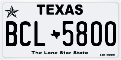 TX license plate BCL5800