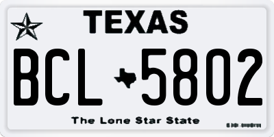 TX license plate BCL5802