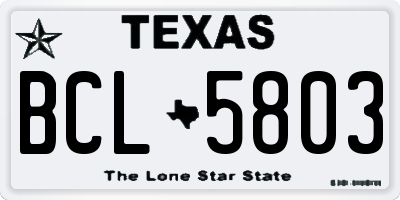 TX license plate BCL5803
