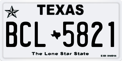 TX license plate BCL5821