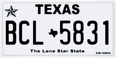 TX license plate BCL5831