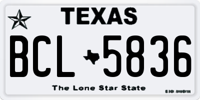 TX license plate BCL5836
