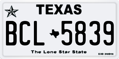 TX license plate BCL5839