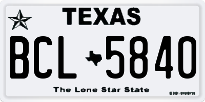 TX license plate BCL5840
