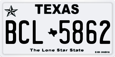 TX license plate BCL5862