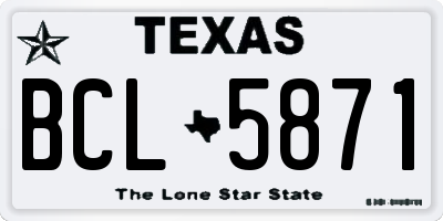 TX license plate BCL5871