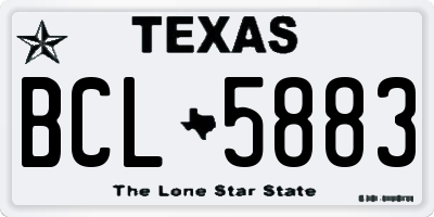 TX license plate BCL5883