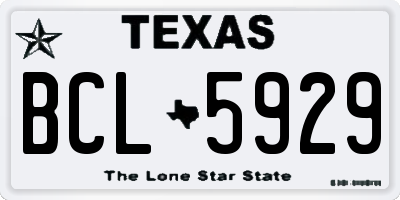 TX license plate BCL5929