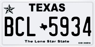TX license plate BCL5934