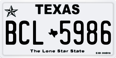 TX license plate BCL5986