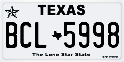 TX license plate BCL5998