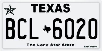 TX license plate BCL6020