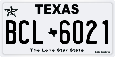 TX license plate BCL6021