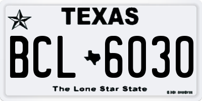 TX license plate BCL6030