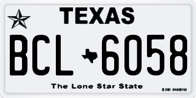 TX license plate BCL6058
