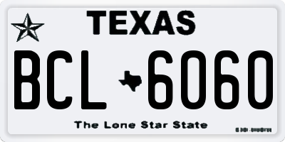 TX license plate BCL6060