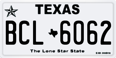 TX license plate BCL6062