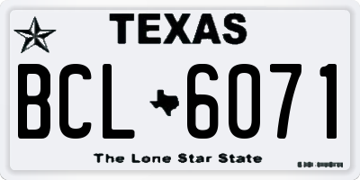 TX license plate BCL6071