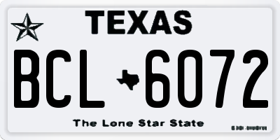 TX license plate BCL6072