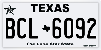 TX license plate BCL6092