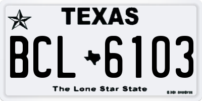 TX license plate BCL6103