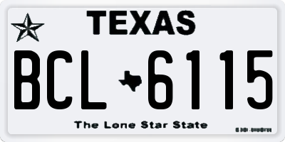 TX license plate BCL6115