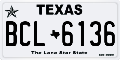 TX license plate BCL6136