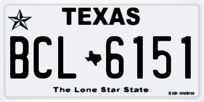 TX license plate BCL6151