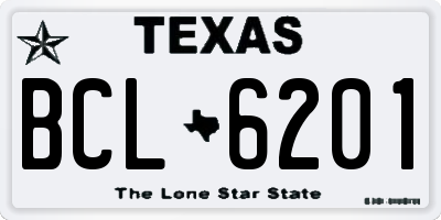 TX license plate BCL6201
