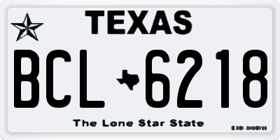 TX license plate BCL6218