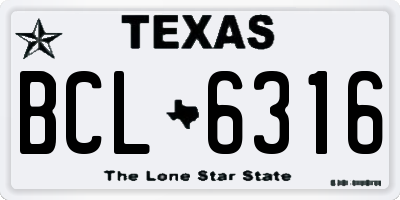 TX license plate BCL6316