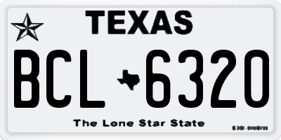 TX license plate BCL6320