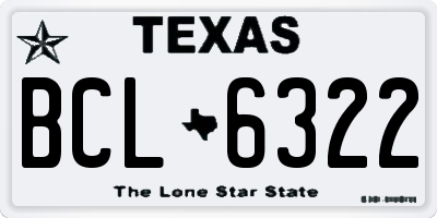 TX license plate BCL6322