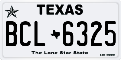 TX license plate BCL6325