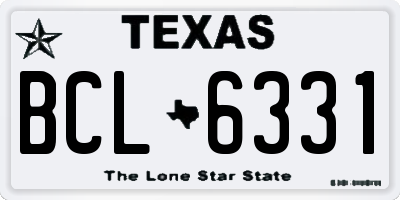 TX license plate BCL6331