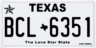 TX license plate BCL6351
