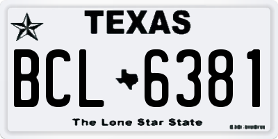 TX license plate BCL6381