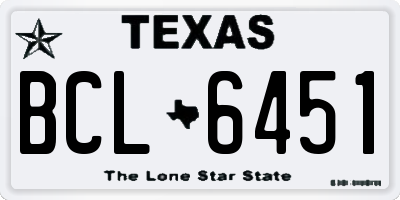 TX license plate BCL6451
