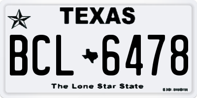 TX license plate BCL6478