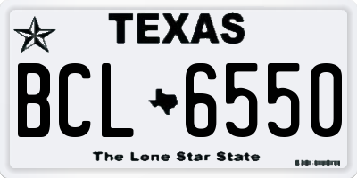TX license plate BCL6550