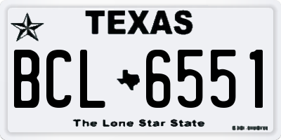 TX license plate BCL6551