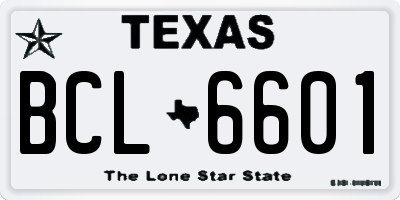 TX license plate BCL6601