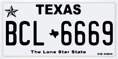 TX license plate BCL6669